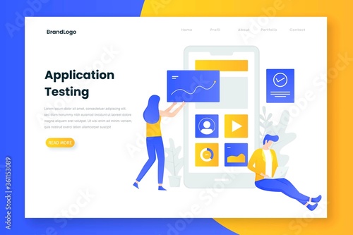 Flat design application testing landing page. Illustration for websites, landing pages, mobile applications, posters and banners.