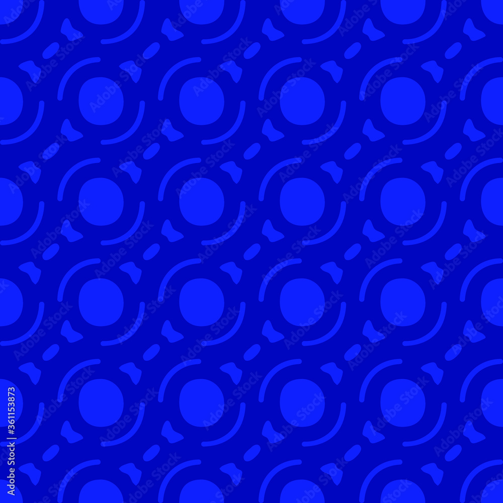 Seamless pattern with circles, abstract geo, geometric background, seamless fabric print, abstract blue background