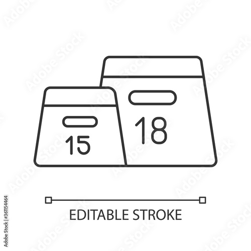 Plyometric box linear icon. Home gym equipment for cross training indoors thin line customizable illustration. Contour symbol. Legs muscle workout. Vector isolated outline drawing. Editable stroke