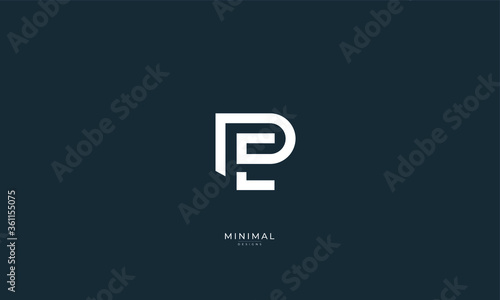 Alphabet letter icon logo PE