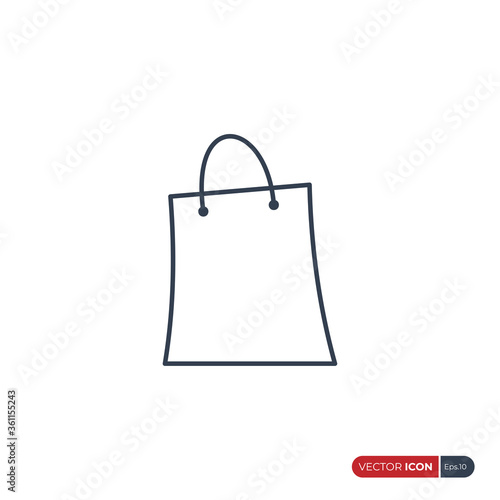 Shopping Bag Icon Line isolated on White Background. Flat Vector Icon Design Template Elements.