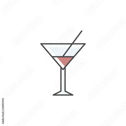Vermouth RGB color icon. Alcoholic drink in glass. Party at bar. Restaurant food. Liquor meny. Tropical juice. Pub wine for relaxation. Soft drink in cup. Isolated vector illustration