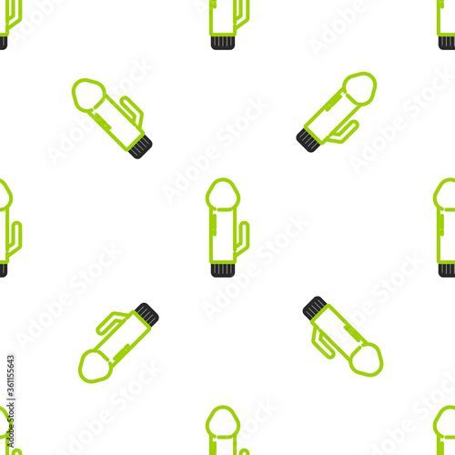 Line Dildo vibrator for sex games icon isolated seamless pattern on white background. Sex toy for adult. Vaginal exercise machines for intimate. Vector Illustration.