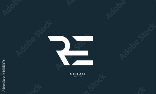 Alphabet letter icon logo RE