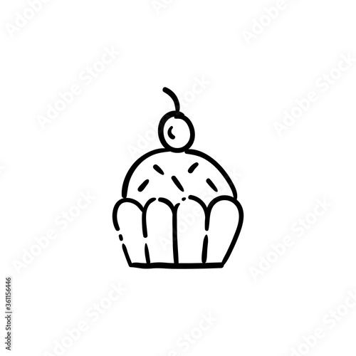 Muffin doodle icon. Hand drawn illustration.