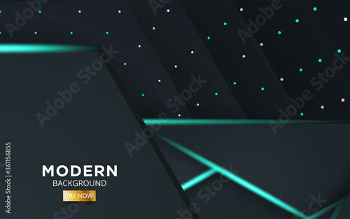 luxury premium dark abstract overlay layers background banner. Realistic light effect on textured black pentagon and dots background.with blue line.digital template,vector illustration.