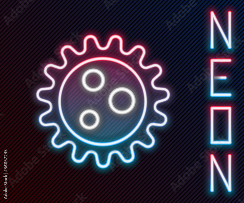 Glowing neon line Virus icon isolated on black background. Corona virus 2019-nCoV. Bacteria and germs, cell cancer, microbe, fungi. Colorful outline concept. Vector Illustration.