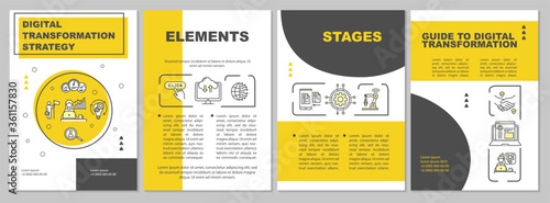 Digital transformation process brochure template. Improve business. Flyer, booklet, leaflet print, cover design with linear icons. Vector layouts for magazines, annual reports, advertising posters