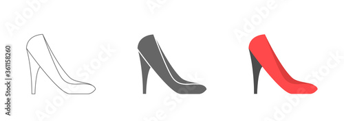 Women's shoes with high heels. Graphics. Image for store, company, business logo
