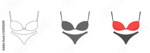 Beautiful elements of women underwear. Bra and underpants. Vector illustration