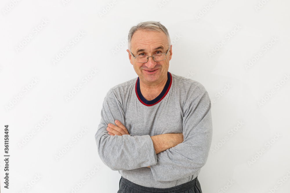 Smiling happy elderly man. Isolated over white background Smiling happy elderly man. Isolated over white background