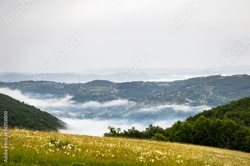 Beautiful hills and meadows on Zlatibor mountain in Serbia at the morning © Milan