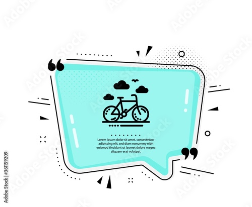 Bike rental icon. Quote speech bubble. Bicycle rent sign. Hotel service symbol. Quotation marks. Classic bike rental icon. Vector
