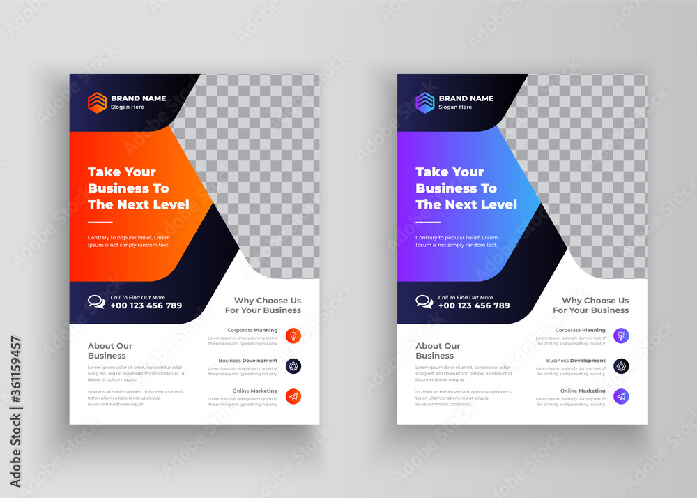 Corporate Business Flyer poster pamphlet brochure cover design layout background, two colors scheme,vector template in A4 size - Vector