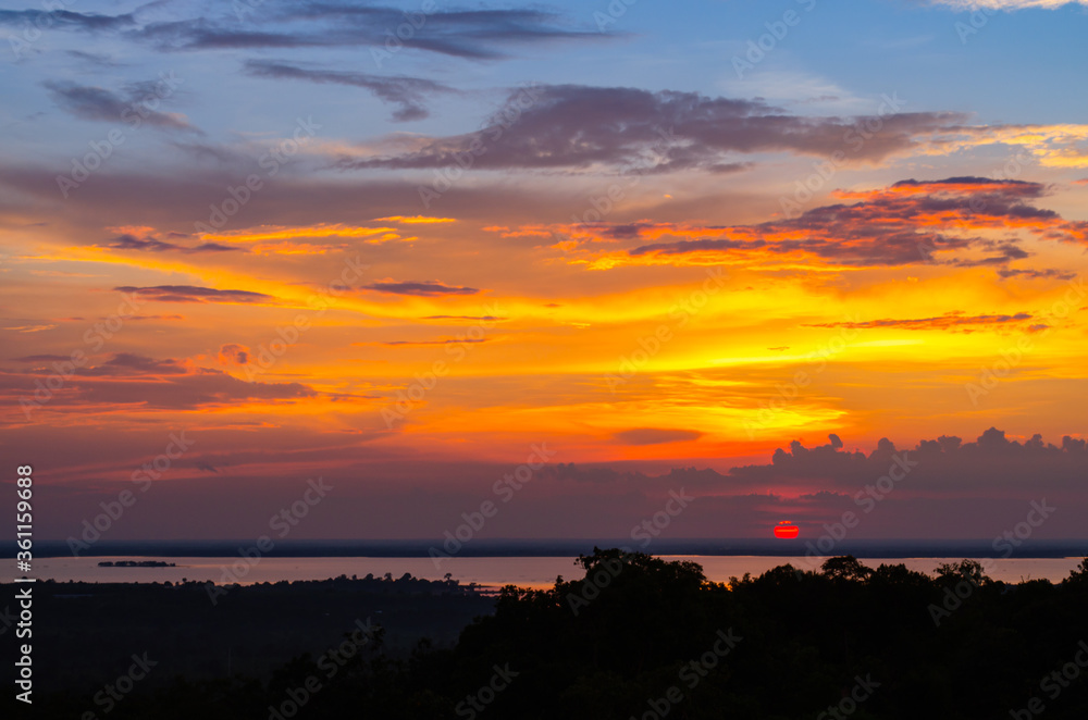 beatiful sunset at the river of thailand