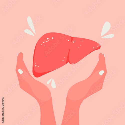 Healthy liver concept art. Disease Inspection and Prevention. Medical banner.
