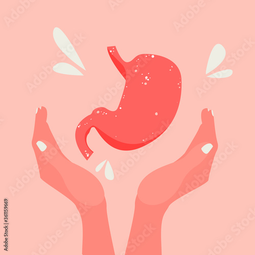 Healthy stomach concept art. Disease Inspection and Prevention. Medical banner.