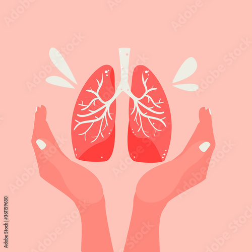 Healthy lungs concept art. Disease Inspection and Prevention. Medical banner.