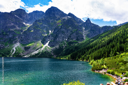 Fototapeta Naklejka Na Ścianę i Meble -  The High Tatras Mountains (Vysoké Tatry, Tatry Wysokie, Magas-Tátra), are a mountain range along the border of Slovakia in the Prešov Region, and southern Poland in the Lesser Poland Voivodeship.