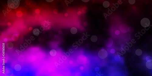 Dark Purple, Pink vector layout with circle shapes. Glitter abstract illustration with colorful drops. Pattern for wallpapers, curtains.