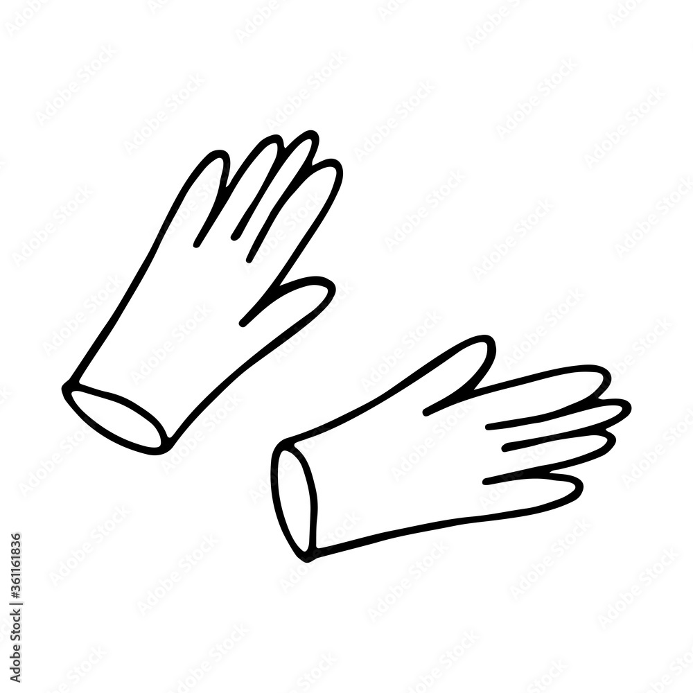 Gloves. Hand drawn vector illustration in doodle style, isolated on a white background.