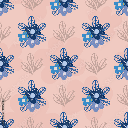 Fototapet Wild Forget-me-not flowers seamless vector pattern background