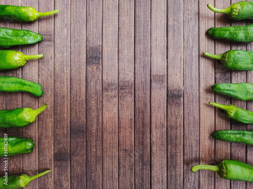 Padrón peppers background with free space for text
