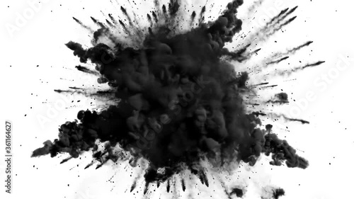 Underwater Smoke Charcoal Blast Slowmotion with Alpha Channel photo