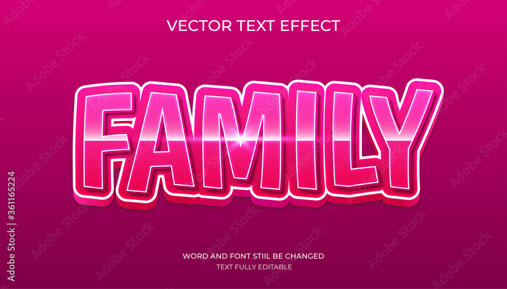 family editable text effect.editable 3d cartoon text style effect.