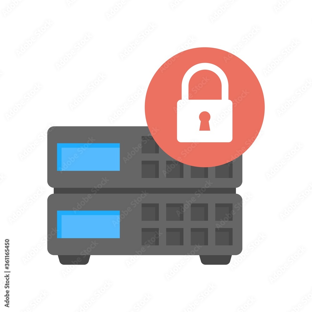 Server security icon illustration. Cloud hosting protection sign. Server security icon illustration. Cloud hosting protection sign.