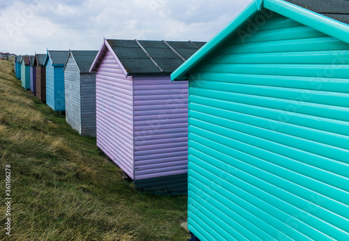 Traditional colorful English beach huts in Whitstable, Kent in the United Kingdom © Henk Vrieselaar