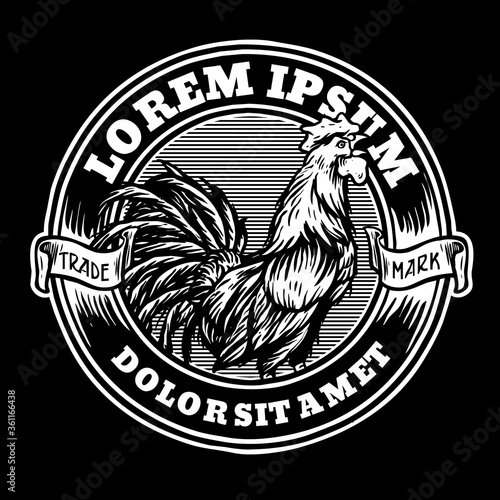 rooster vector with retro classic emblem badge style