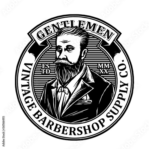 vector of vintage barbershop emblem logo