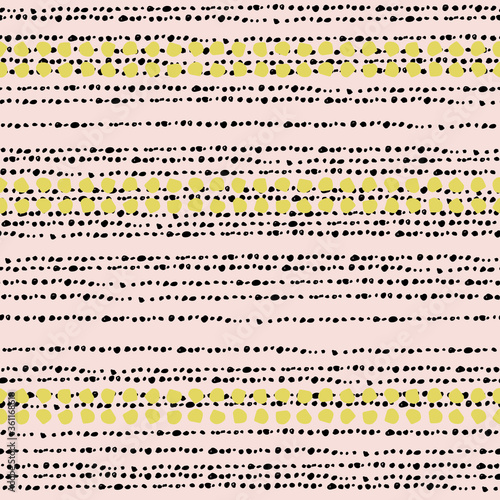 Vector seamless pattern with geometric brush strokes elements. Memphis geometric outline trendy modern style. 