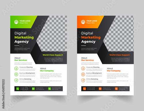 Corporate Business Flyer poster pamphlet brochure cover design layout background, two colors scheme,vector template in A4 size - Vector