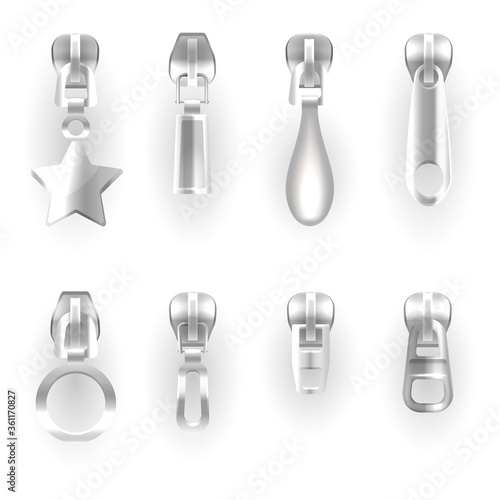 Isolated zipper pullers or silver zip hasps