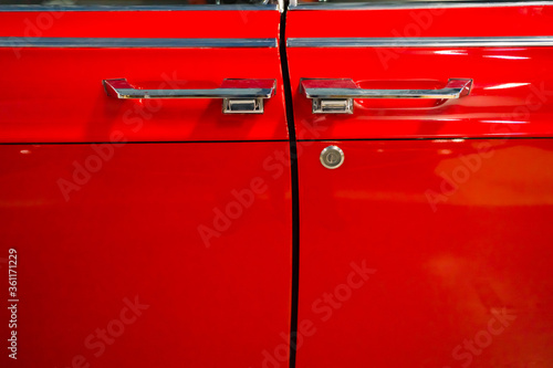 PThe part of red retro car. Abstract background
