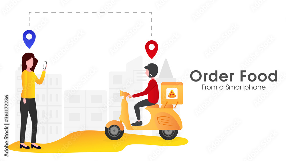 Food delivery application on smartphone Food delivery application on smartphone