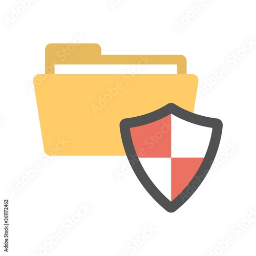 Folder protection icon illustration in flat design style. Personal data safety sign.