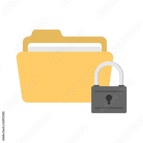Folder protection icon illustration in flat design style. Personal data safety sign.