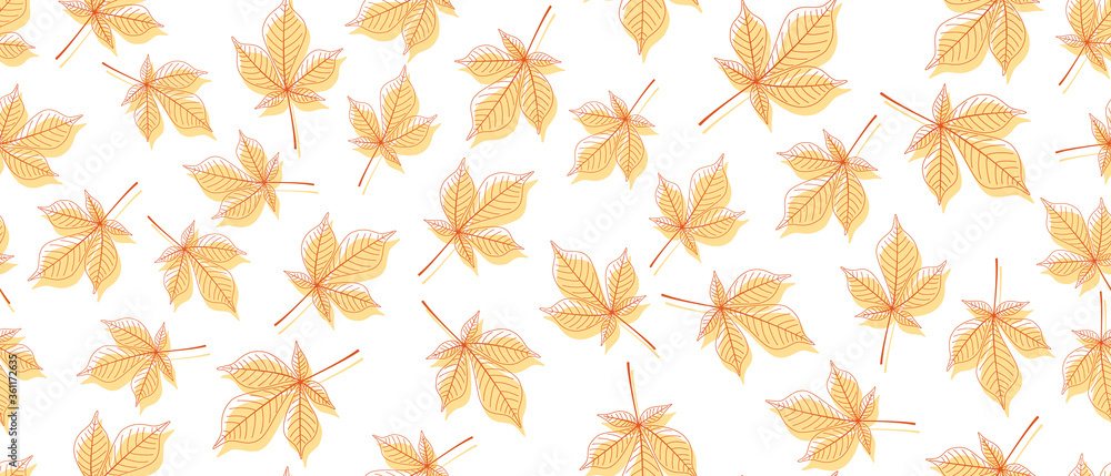 Yellow and orange leaves seamless background on white background. Vector illustration. Yellow and orange leaves seamless background on white background. Vector illustration.
