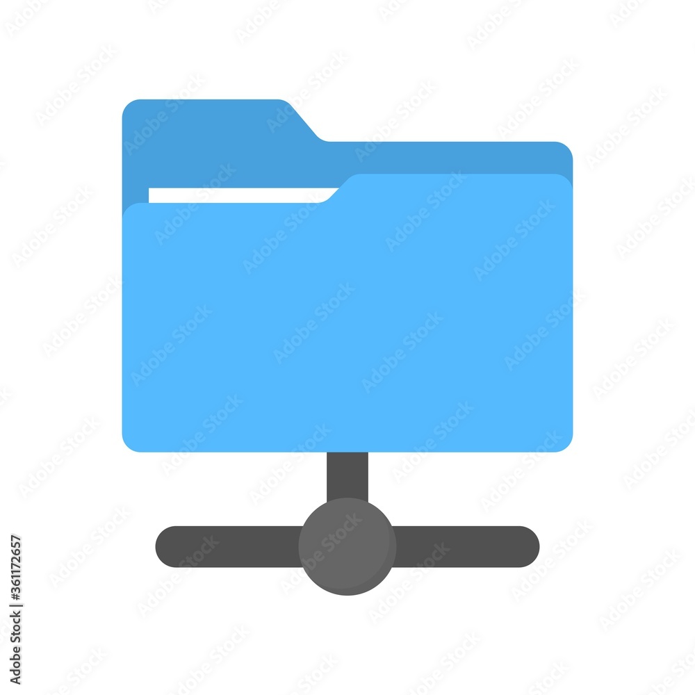 File system on computer icon in flat style isolated on white background. Folder network symbol. File system on computer icon in flat style isolated on white background. Folder network symbol.