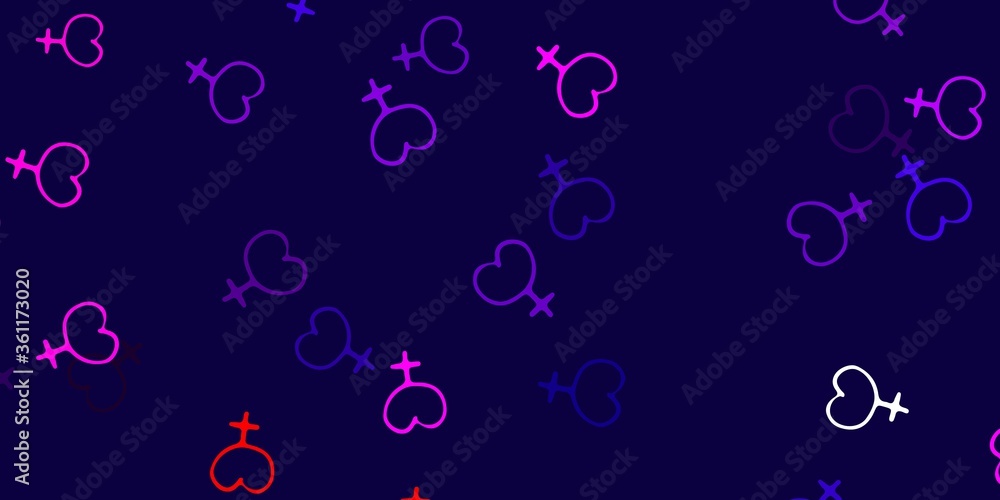 Light Purple, Pink vector pattern with feminism elements. Light Purple, Pink vector pattern with feminism elements.