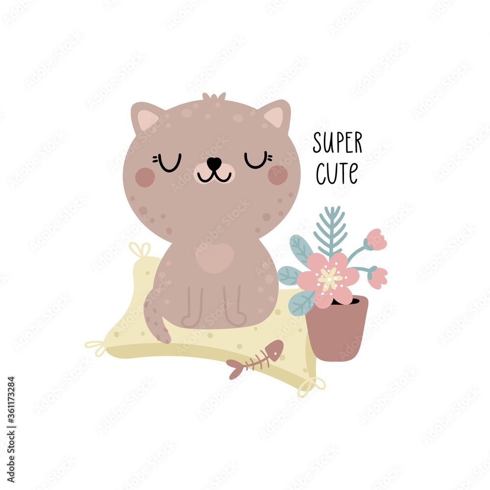 Cute cat illustration for kids Cute cat illustration for kids