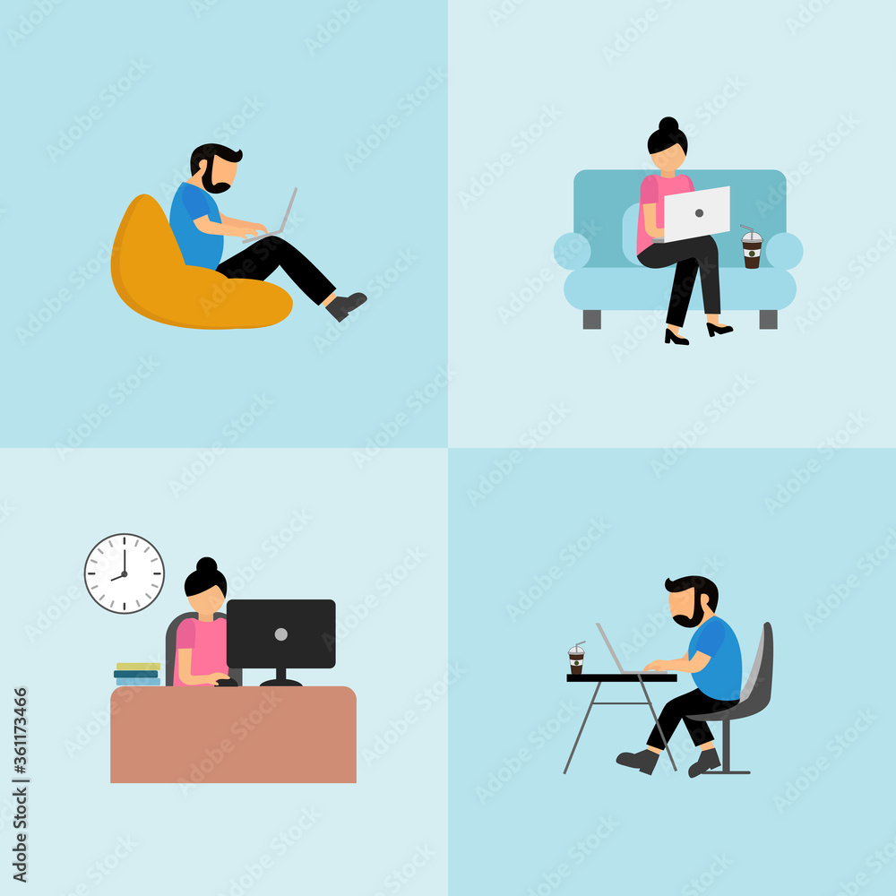 Work from home and lifestyle. Vector illustration