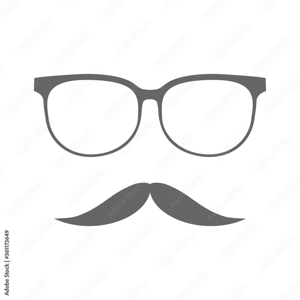 Glasses and mustache black vector icon isolated on white. Glasses and mustache black vector icon isolated on white.