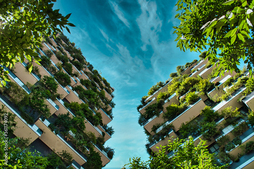 Fototapete Vertical Forest (Bosco Verticale) Innovative Green House Skyscraper representing
