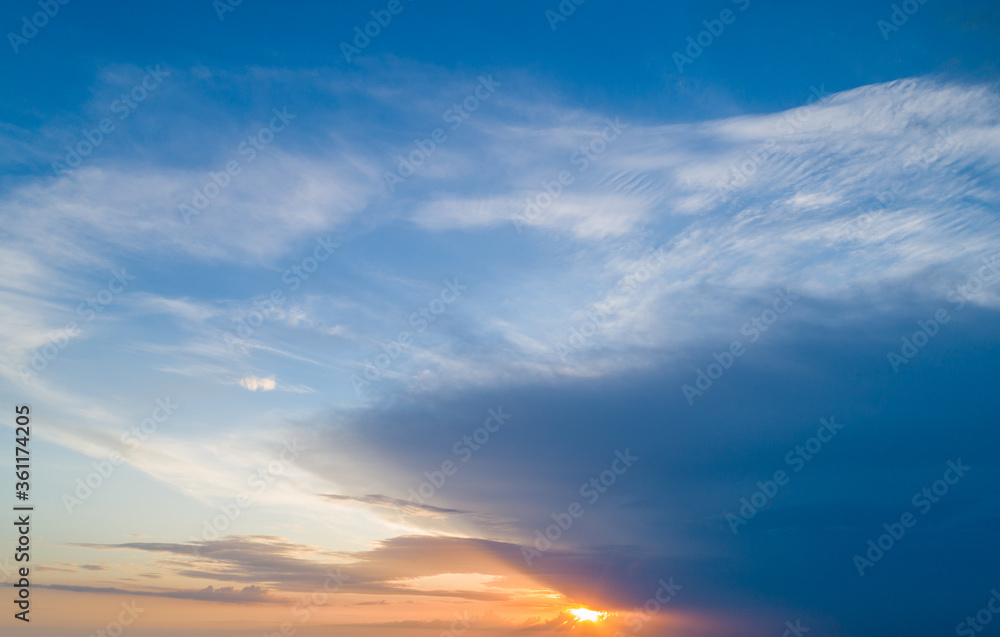 Sunset sky with multicolor clouds