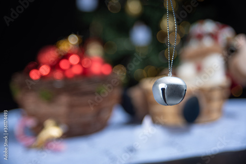 Christmas, Christmas ornaments composing beautiful arrangement with selective focus