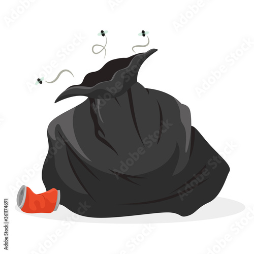 Garbage bag, full trash nasty sack stinking